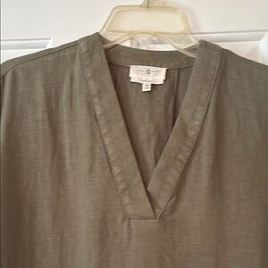 Men's Casual Olive V-Neck Shirt
